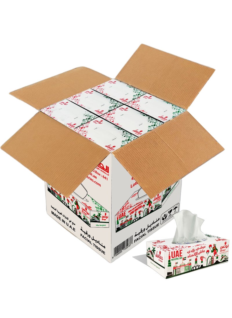 Lotus Alwadi Lotus Alwadi 30 Pcs Tissue Boxes with 2-ply 130 Sheet, 3900 Tissue Total - Soft Facial Tissue Bulk UAE flag for 2nd of November National Day, Living Room Bathroom and Car  - Image 4