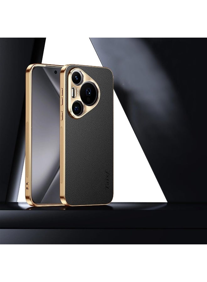 general Compatible with Huawei Pura 80pro/pro+ back cover，Artificial leather material, Electroplated frame, Alloy lens protection, Anti fingerprint, Huawei Pura 80pro/pro+ case - Image 1