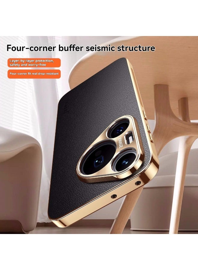 general Compatible with Huawei Pura 80pro/pro+ back cover，Artificial leather material, Electroplated frame, Alloy lens protection, Anti fingerprint, Huawei Pura 80pro/pro+ case - Image 4