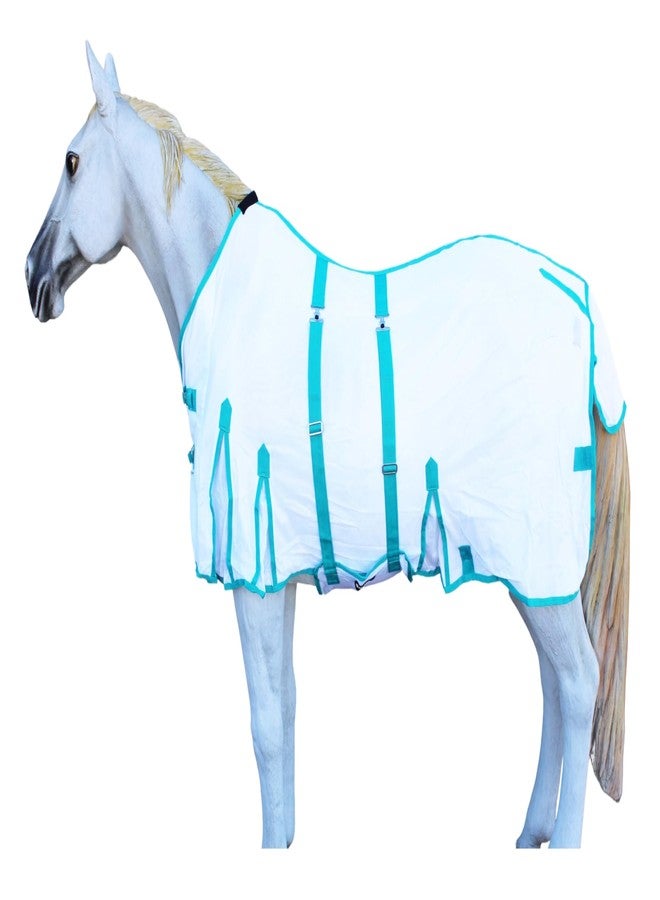 تشالنجر غطاء شبكي خفيف الوزن للخيول بطول 68 بوصة، مناسب لفصل الصيف، أبيض اللون، يسمح بمرور الهواء في فصل الربيع، رقم الموديل 73403B - Image 1