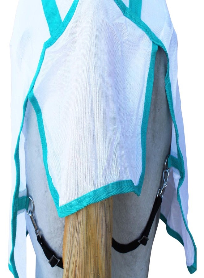 تشالنجر غطاء شبكي خفيف الوزن للخيول بطول 68 بوصة، مناسب لفصل الصيف، أبيض اللون، يسمح بمرور الهواء في فصل الربيع، رقم الموديل 73403B - Image 5