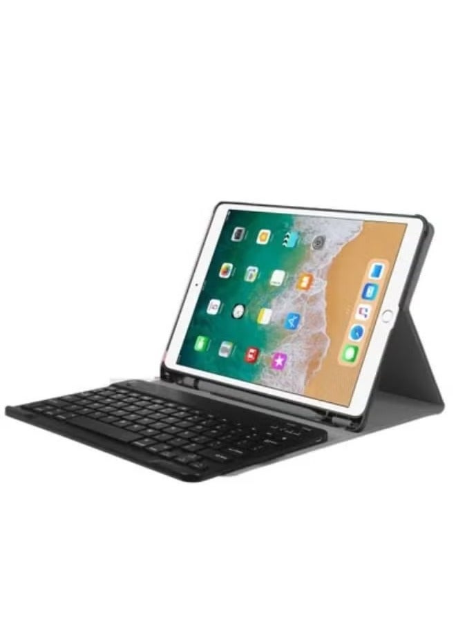 شوبي جراب لوحة مفاتيح Apple Ipad Air الجيل الثالث (2019) إنجليزي عربي ذكي يعمل بالبلوتوث مع فتحة قلم أسود 