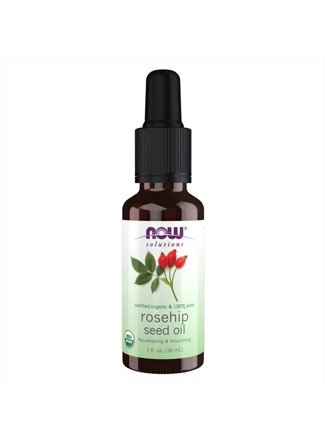 now Solutions, Organic Rose Hip Seed Oil, Certified Organic and 100% Pure, For Facial Care, Expeller Pressed, Vegan, Child Resistant Euro Dropper, 1-Ounce  - Image 1