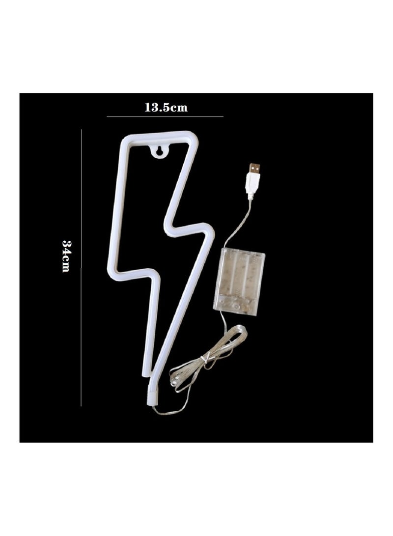 2-Piece Sign LED Neon Lights Combination Blue Cloud and Pink Lightning light-emitting diode 30*18cm 34*13.5cm  - Image 4