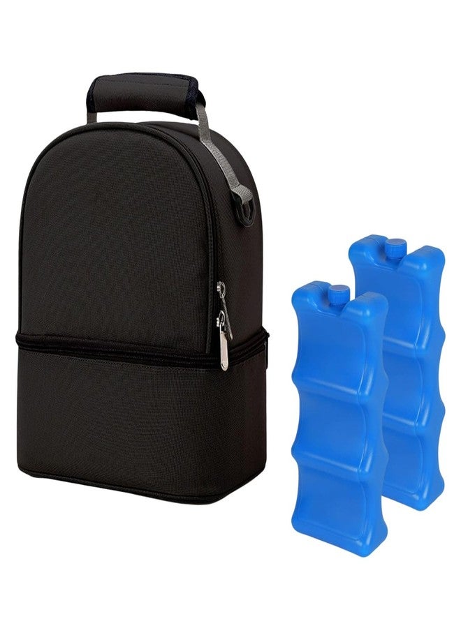 Mancro Breastmilk Cooler Bag with 2 Ice Pack, Fits Baby Bottles Up to 9 Ounce, Breast Milk Cooler for Nursing Mom (Black with 2 Ice) - Image 1