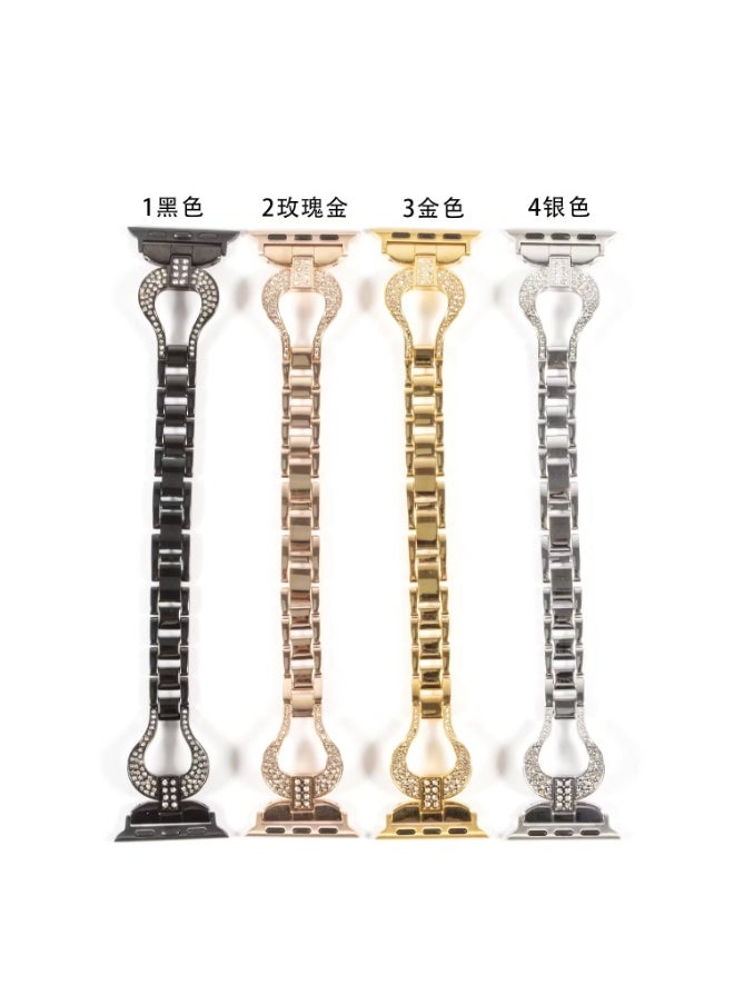 Diamond Watch Band 38/40mm, Luxury and Classy Style Appearance, Hook-and-Loop Fastener, Soft Cushion, Refined Craftmanship, Comfortable Feel, Easy to Install - Rose Gold