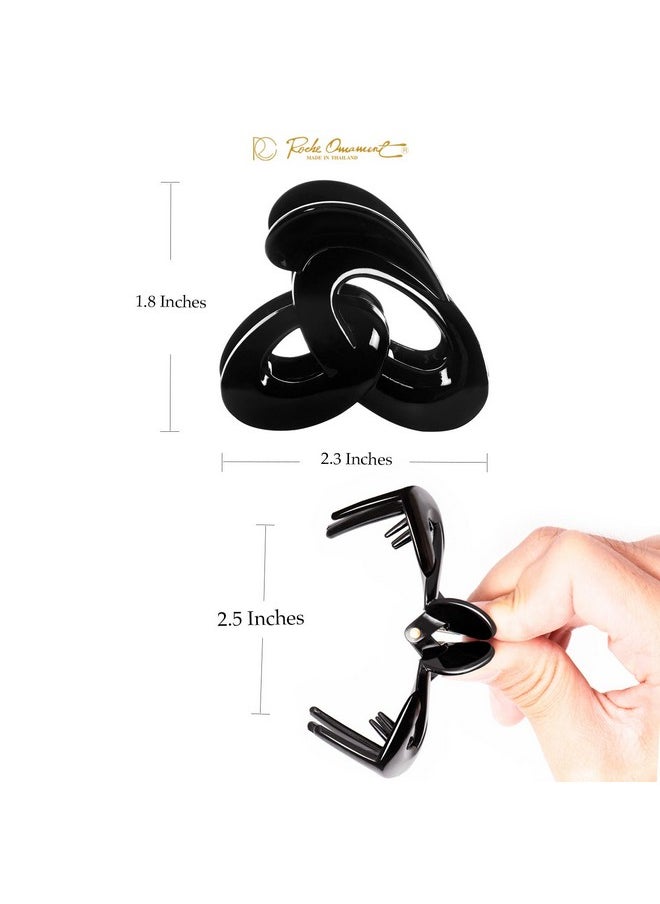 RC ROCHE ORNAMENT - 6 Pcs Womens Hair Girls Butterfly Plastic Slide Jaw Oval No Slip Grip Strong Hold Styling Beauty Accessory Crown Clamp Claw Clip Medium Black - Image 1