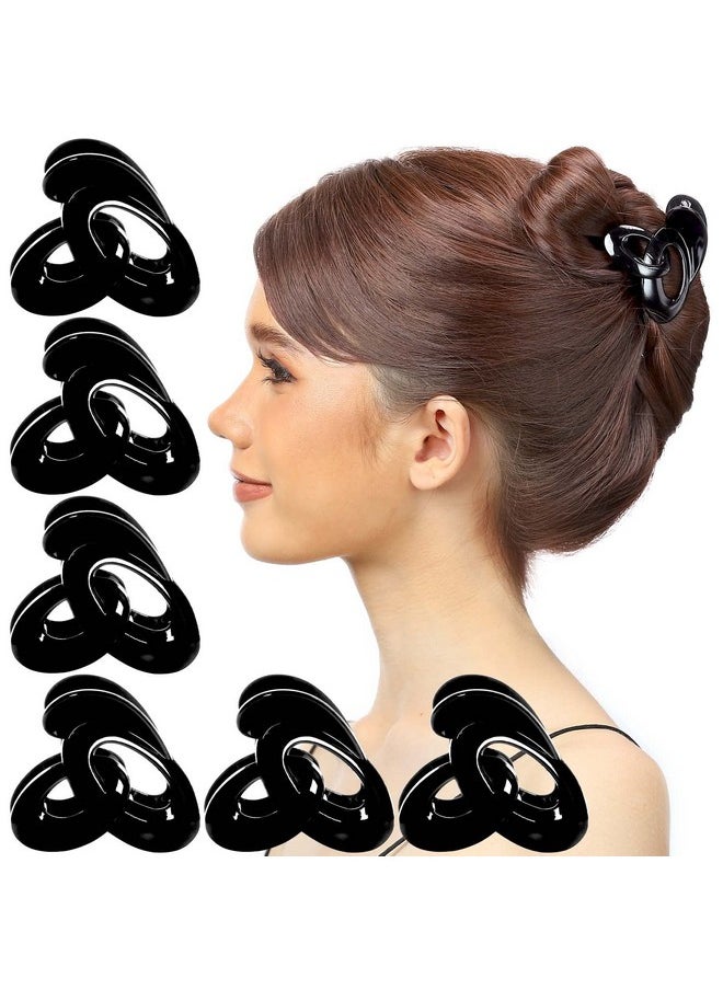RC ROCHE ORNAMENT - 6 Pcs Womens Hair Girls Butterfly Plastic Slide Jaw Oval No Slip Grip Strong Hold Styling Beauty Accessory Crown Clamp Claw Clip Medium Black - Image 1