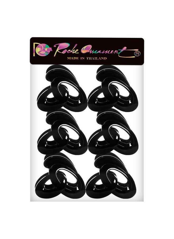 RC ROCHE ORNAMENT - 6 Pcs Womens Hair Girls Butterfly Plastic Slide Jaw Oval No Slip Grip Strong Hold Styling Beauty Accessory Crown Clamp Claw Clip Medium Black - Image 1