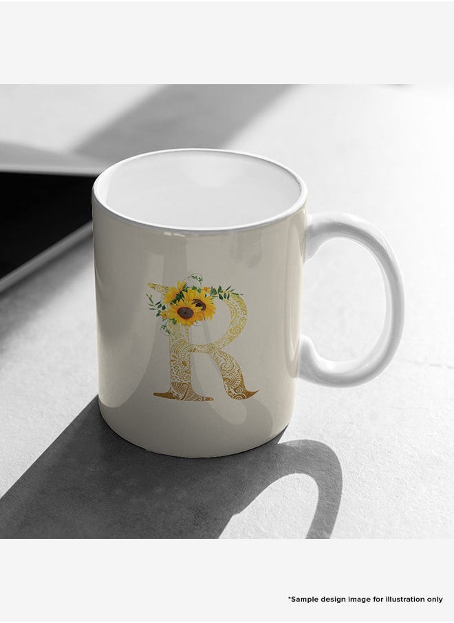 Stylizedd - Designer Printed Coffee Mug 11oz Ceramic Personalised Gift Mugs Cup Custom Monogram Initial Letter Floral Pattern Alphabet X (White) - Image 1