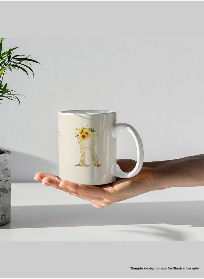 Stylizedd - Designer Printed Coffee Mug 11oz Ceramic Personalised Gift Mugs Cup Custom Monogram Initial Letter Floral Pattern Alphabet X (White) - Image 1