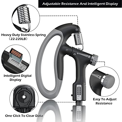 FirstFit Hand Grip Strengthener and Forearm Strengthener with Adjustable Resistance 22-220Lbs with Digital Counter for Strength Muscle Building and Injury Recover For Athletes Sports - Assorted Color - Image 2