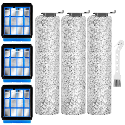 Jiusion For Bissell CrossWave OmniForce & OmniFind Vacuum Cleaner, 3x Multi-Surface Brush Rollers + 3x HEPA Filters + 1x Clean Brush, Replacement Parts 3882/3883/3967F Series, Compare to Model 1640064 - Image 1