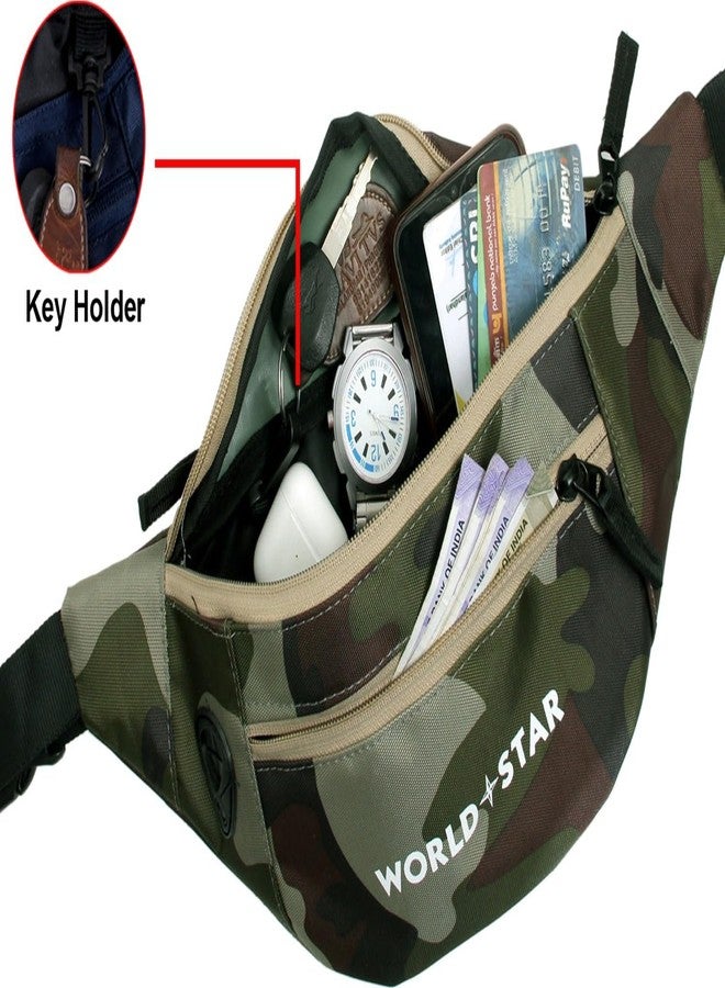 World Star Polyester Waist Pack Travel Handy Hiking Zip Pouch Document Money Phone Belt Sport Bag for Men and Women and Adult | Black Grey Khaki | Rock Combo Army,Grey,Black Waist Bag - Image 2