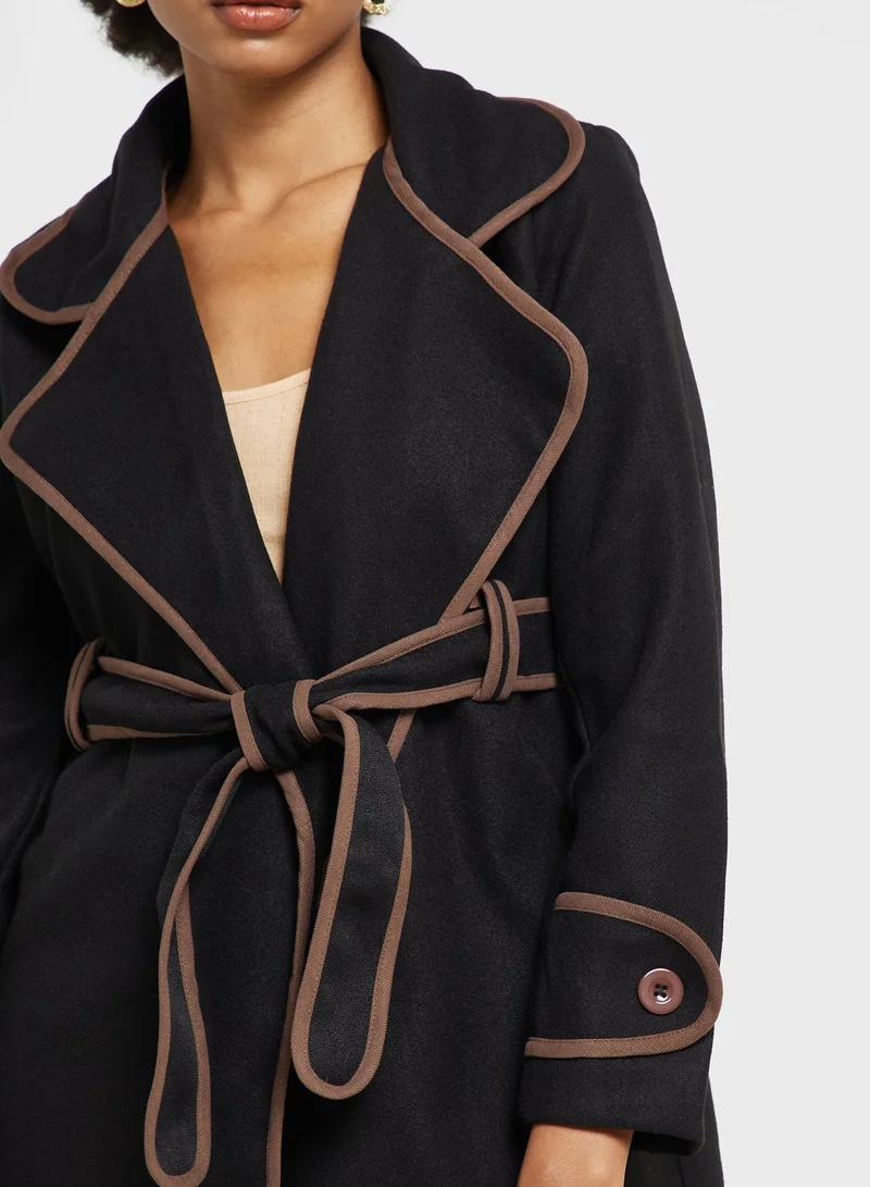 ELLA Longline Coat With Contrast Trims