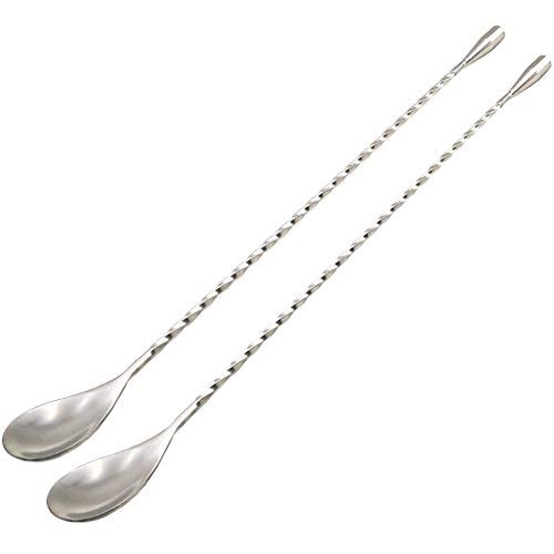 GFDesign 12“ Extra Long Cocktail Mixing Spoon Set Food-Grade 18/8 Stainless Steel Stirrer Spiral Pattern Bar Cocktail Shaker Spoon for Ice Cream Smoothies Malts Milkshakes Juice Coffee Tea Drink - Set of 2 - Image 1