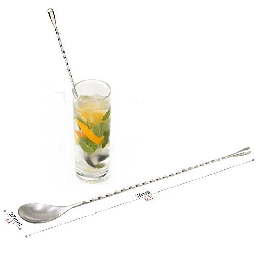 GFDesign 12“ Extra Long Cocktail Mixing Spoon Set Food-Grade 18/8 Stainless Steel Stirrer Spiral Pattern Bar Cocktail Shaker Spoon for Ice Cream Smoothies Malts Milkshakes Juice Coffee Tea Drink - Set of 2 - Image 5