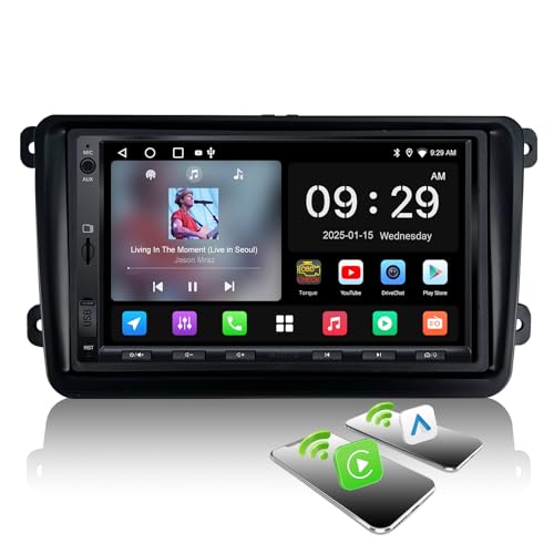 ATOTOZONE A5L 7" Double Din Car Stereo Compatible with VW Volkswagen Jetta/Tiguan/Golf/Passat, Wireless CarPlay & Android Auto, Mirror Link, Wi-Fi/BT Tethering, 24 Band EQ DSP, Bluetooth, 2G+32G, FM/AUX/TF - Image 1