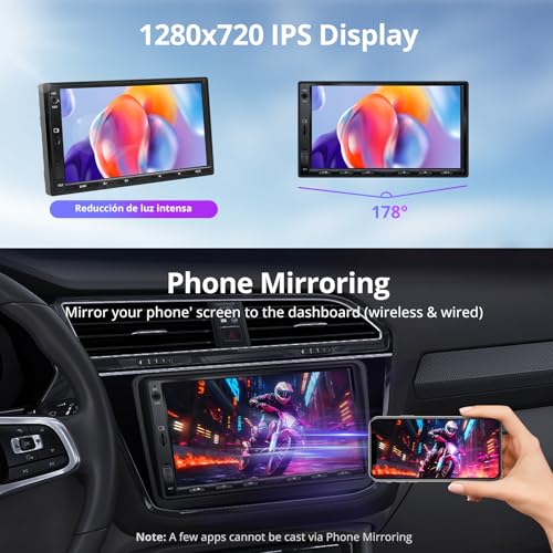 ATOTOZONE A5L 7" Double Din Car Stereo Compatible with VW Volkswagen Jetta/Tiguan/Golf/Passat, Wireless CarPlay & Android Auto, Mirror Link, Wi-Fi/BT Tethering, 24 Band EQ DSP, Bluetooth, 2G+32G, FM/AUX/TF - Image 5