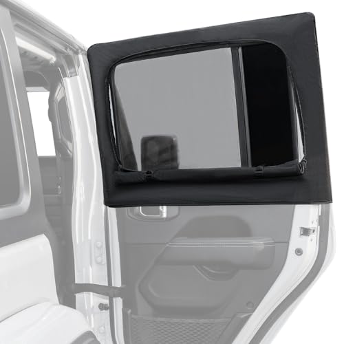 JOYTUTUS Rear Wrangler Side Window Sun Shade Camping Window Insect Screen Compatible with 20072026 Wrangler JK JL 4 Doors Gladiator JT Car Window Covers for Privacy Blackout 2 Pcs - Image 1