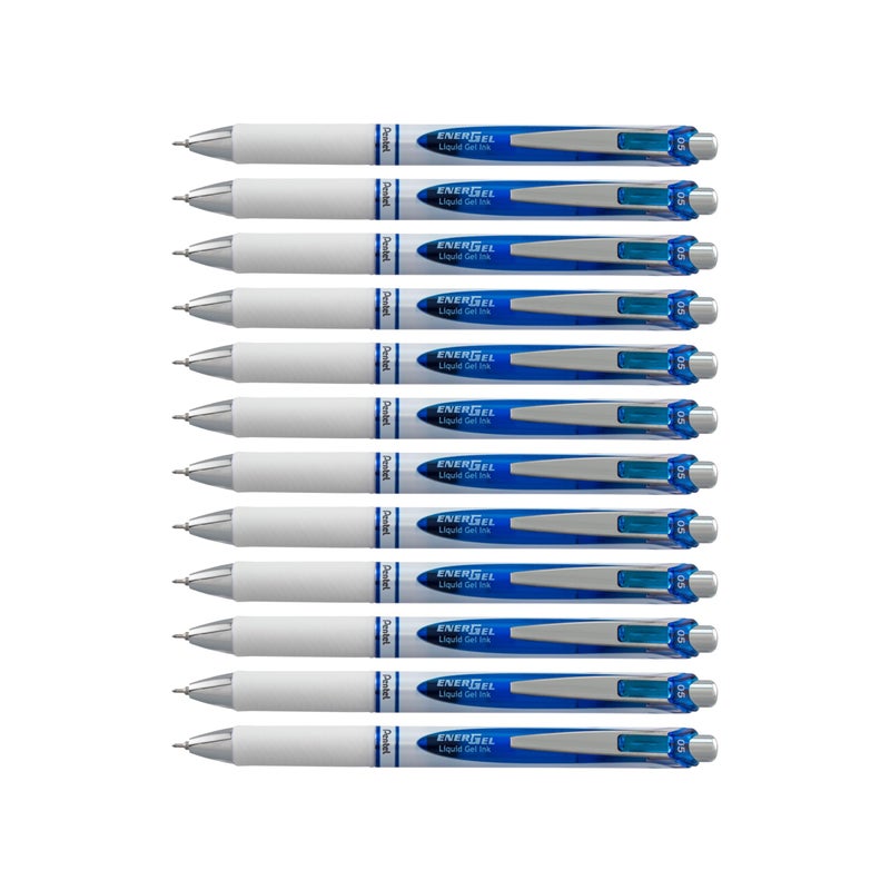 Pentel EnerGel Pearl RTX Retractable Liquid Gel Pen 05mm Fine Line Needle Tip Blue Ink Box of 12 BLN75PWC - Image 2