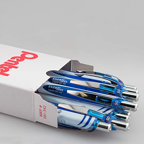 Pentel EnerGel Pearl RTX Retractable Liquid Gel Pen 05mm Fine Line Needle Tip Blue Ink Box of 12 BLN75PWC - Image 3