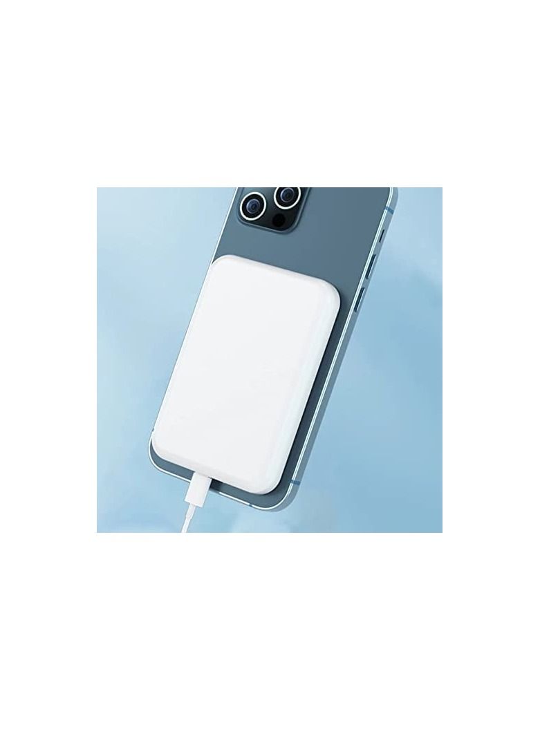 Raxoom Wireless Portable Power Bank 5000mAh Wireless Charging Battery Pack Compatible For iPhone 12 12 Mini 12 Pro 12 Pro Max 13 mini 13 13pro Power Bank Wireless Battery White - Image 3