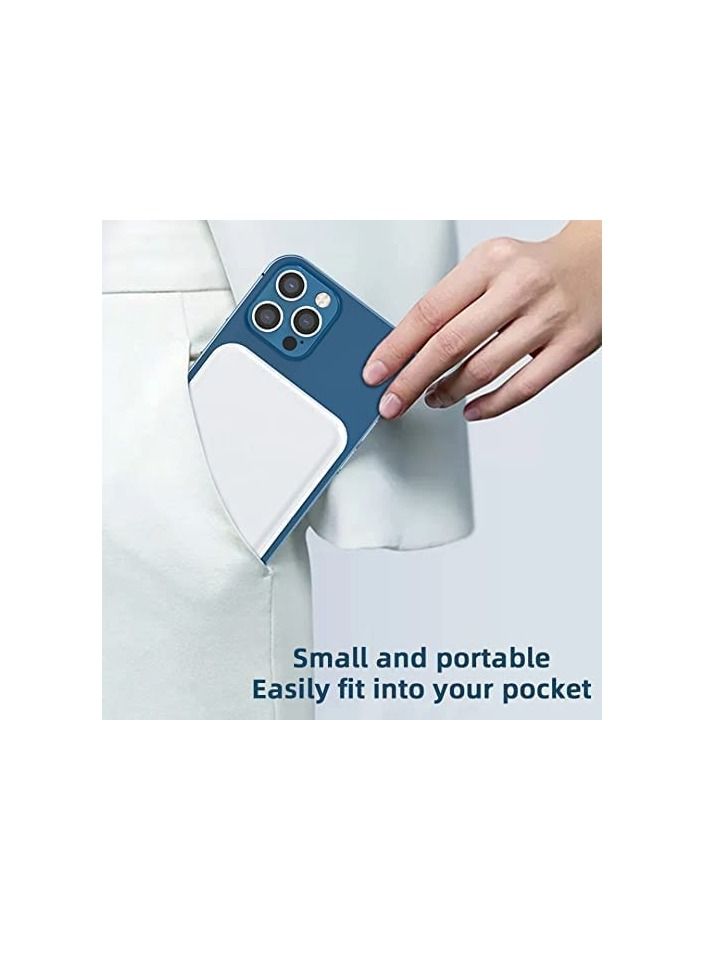 Raxoom Wireless Portable Power Bank 5000mAh Wireless Charging Battery Pack Compatible For iPhone 12 12 Mini 12 Pro 12 Pro Max 13 mini 13 13pro Power Bank Wireless Battery White - Image 5