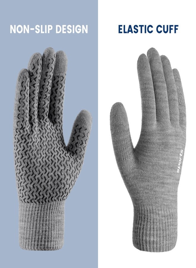 Premillow Winter Gloves - Gloves for Men Women, Wool Fleece Liner Mens Gloves with Touchscreen, Warm Knit Gloves for Women Cold Weather, Light Gray XL - Image 2