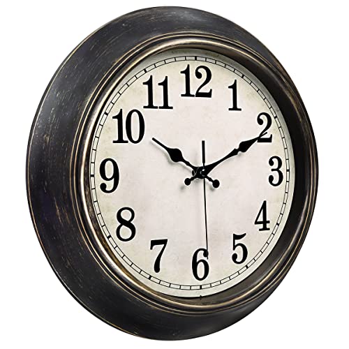 45MinST 14 Inches Retro Wall Clock, Silent Non Ticking Battery Operated Movement, Home/Wall Decor, Easy to Read, Decorate Bedroom/Living Room/Office with Arabic/Roman(Arabic) - Image 2