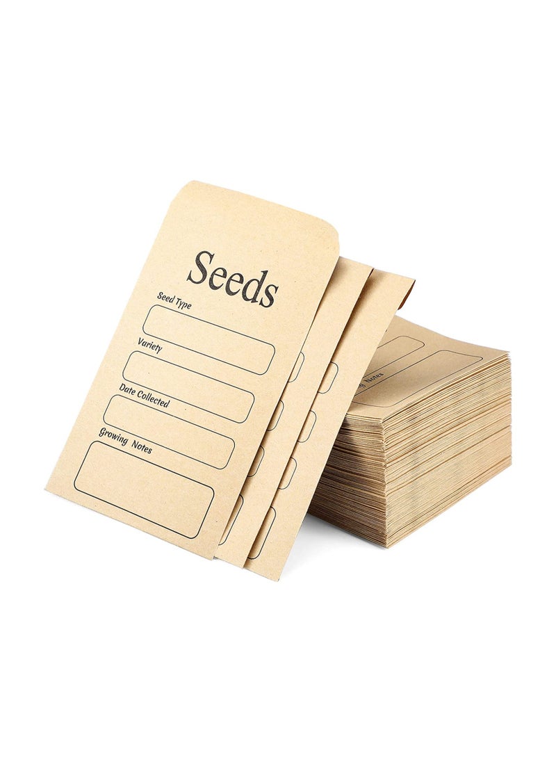 KASTWAVE - Seed Saving Envelopes, 3.15 x 4.72 Inch Resealable Self Sealing Seed Envelope Seed Packets, with Preprinted Seed Collecting Template, for Collection of Seeds, Yellow, 100 Pcs - Image 1