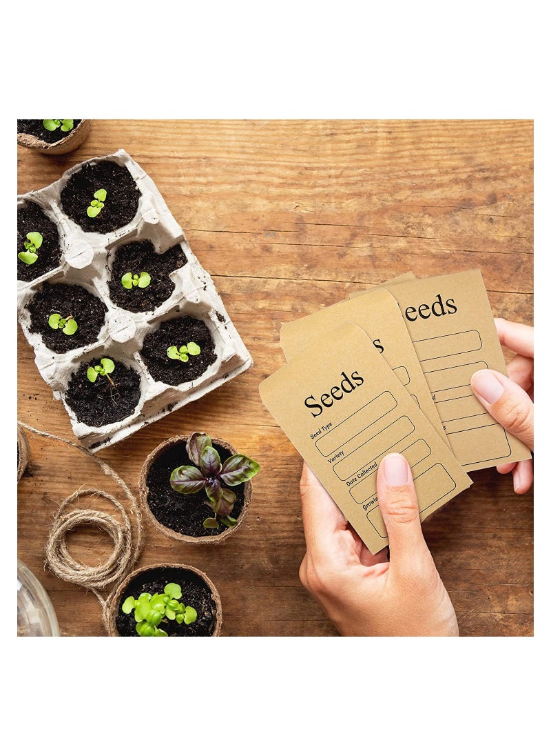 KASTWAVE - Seed Saving Envelopes, 3.15 x 4.72 Inch Resealable Self Sealing Seed Envelope Seed Packets, with Preprinted Seed Collecting Template, for Collection of Seeds, Yellow, 100 Pcs - Image 1