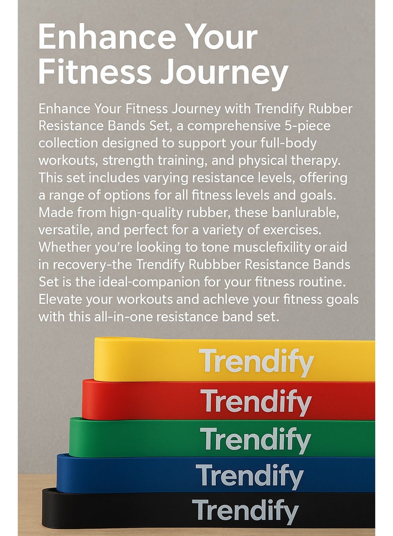 ترينفي شريط مقاومة، أشرطة مقاومة محمولة للتمرين، مادة لاتكس طبيعية، شديدة التحمل، 5 مستويات مقاومة مختلفة، لتدريب القوة وتمارين اللياقة البدنية، والبيلاتس، واليوغا البدنية - Image 5