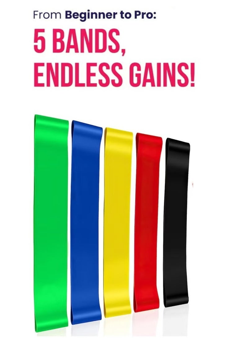 ترينفي شريط مقاومة، أشرطة مقاومة محمولة للتمرين، مادة لاتكس طبيعية، شديدة التحمل، 5 مستويات مقاومة مختلفة، لتدريب القوة وتمارين اللياقة البدنية، والبيلاتس، واليوغا البدنية - Image 1