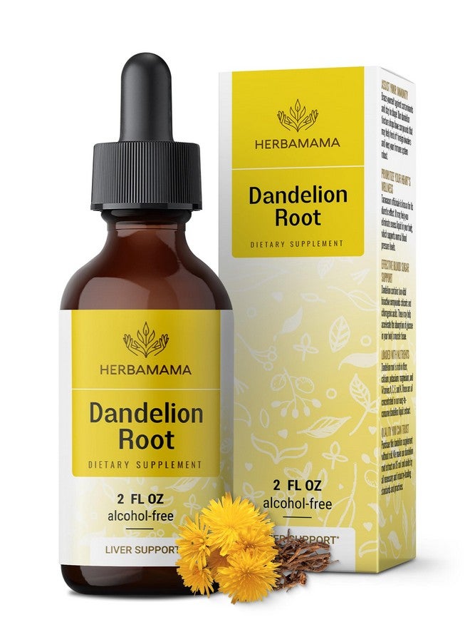HERBAMAMA Dandelion Root Tincture - Vegan Dandelion Root Extract for Liver Detox and Cleanse - Non-GMO, Alcohol & Sugar-Free Liquid Liver Support Supplement, 28-Day Supply - Image 1