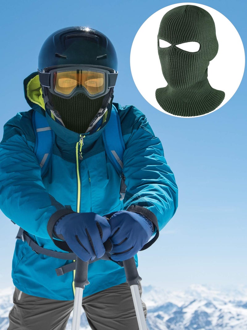 SATINIOR 2-Hole Knitted Ski Mask Full Face Mask Cover Neck Gaiter Winter Balaclava Warm Knit Beanie for Outdoor Sports(Medium,Navy Green) - Image 2