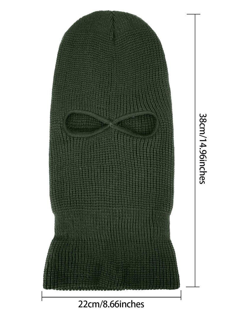SATINIOR 2-Hole Knitted Ski Mask Full Face Mask Cover Neck Gaiter Winter Balaclava Warm Knit Beanie for Outdoor Sports(Medium,Navy Green) - Image 3