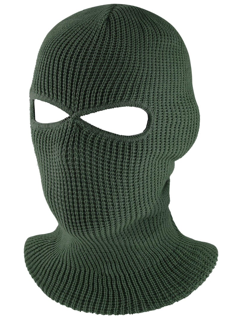 SATINIOR 2-Hole Knitted Ski Mask Full Face Mask Cover Neck Gaiter Winter Balaclava Warm Knit Beanie for Outdoor Sports(Medium,Navy Green) - Image 1