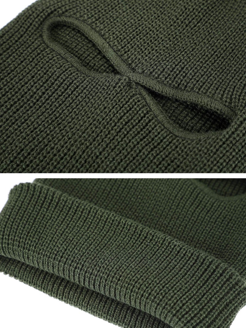 SATINIOR 2-Hole Knitted Ski Mask Full Face Mask Cover Neck Gaiter Winter Balaclava Warm Knit Beanie for Outdoor Sports(Medium,Navy Green) - Image 4
