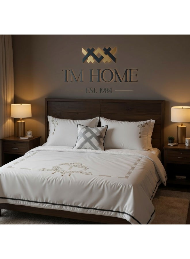 تى ام هوم طقم كفر لحاف مطرز رويل – 250 ألف غرزة تطريز فاخر | قطن طبيعي 100% – 600 غرزة – مفروشات فندقية عالية الجودة – TM Home - Image 2