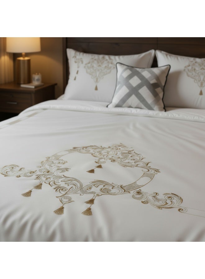 تى ام هوم طقم كفر لحاف مطرز رويل – 250 ألف غرزة تطريز فاخر | قطن طبيعي 100% – 600 غرزة – مفروشات فندقية عالية الجودة – TM Home - Image 3