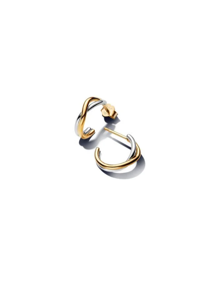 باندورا Organically Shaped Two-tone Open Hoop Earrings