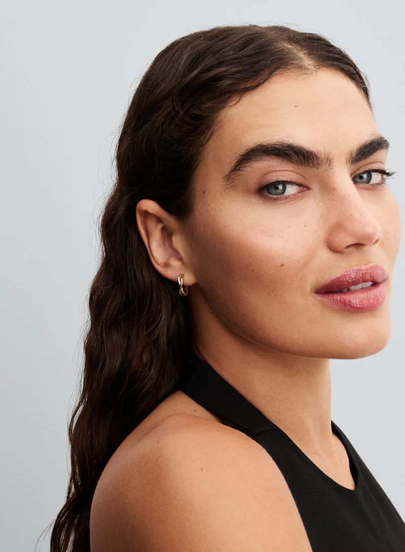 باندورا Organically Shaped Two-tone Open Hoop Earrings