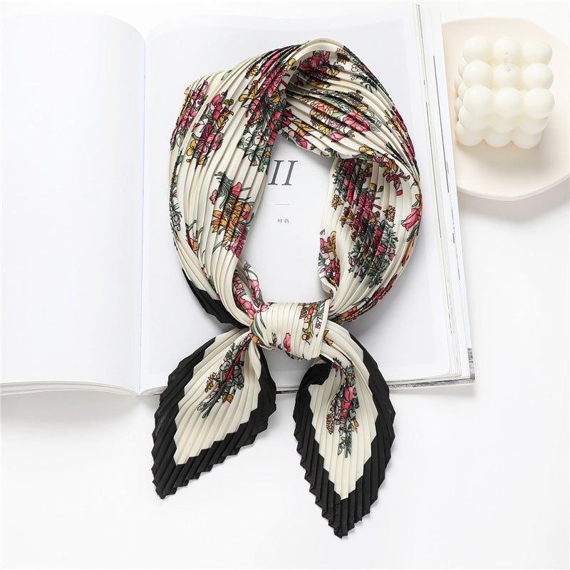 Elegant printed scarf women''s all-match decorative scarf 70cm square scarf crumpled artificial silk scarf autumn and winter scarf thin - Image 3