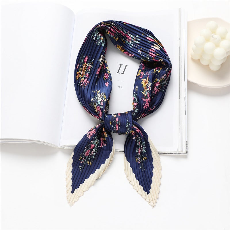 Elegant printed scarf women''s all-match decorative scarf 70cm square scarf crumpled artificial silk scarf autumn and winter scarf thin - Image 5