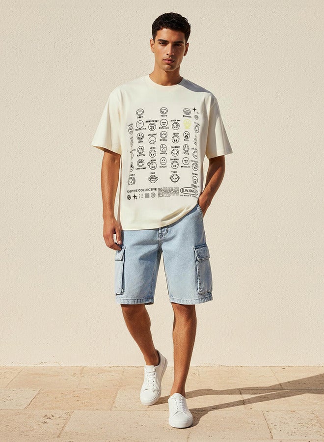 SP Characters Men Regular Fit Crew Neck Short Sleeve SmileyWorld Print T-shirt - Image 3
