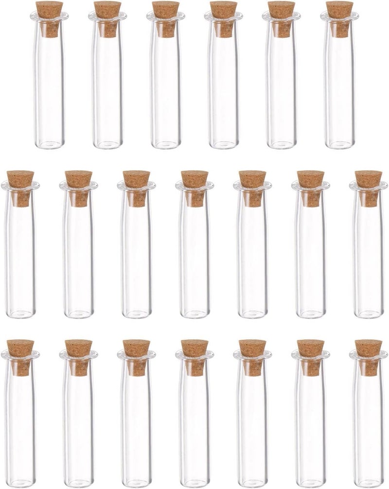 HZYH 20 Pcs Mini Glass Bottles with Cork Stoppers, Transparent Clear Wishing Bottles, Tiny Glass Jars Small Glass Vials, Not deformation, for DIY Art Crafts Party Decoration - Image 1