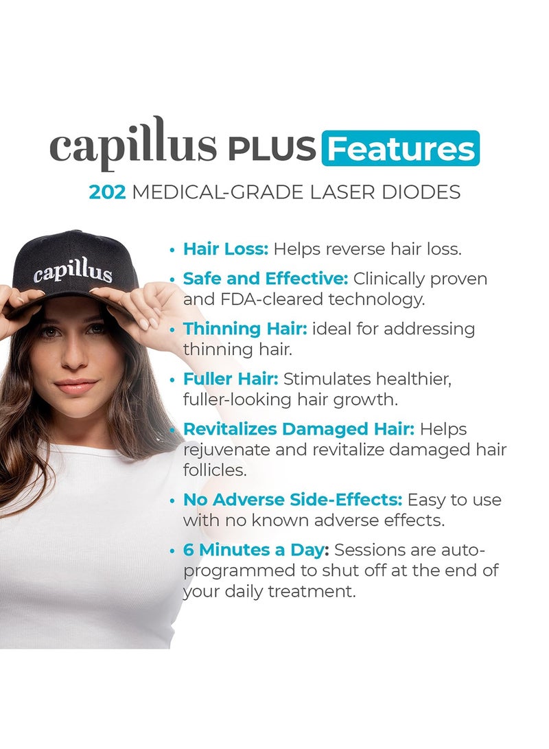Capillus Plus Laser Therapy Cap for Hair Regrowth, Red Light Hair Therapy with 202 Medical Grade Red Light Lasers for Laser Hair Growth, Red Light Hair Growth Hat At Home - Image 3