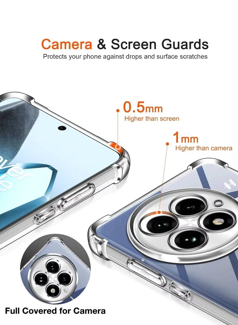 دبليو تيك جراب حماية زوايا من TPU لجهاز OnePlus 13 5G 2024 مع غطاء صلب من PC (MCTPTN) - شفاف - Image 3