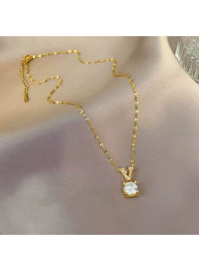 Goolsky Zircon Titanium Steel Necklace – Elegant Diamond-Inspired Jewelry, Zircons Diamond-Inspired Design Non-Fading, Daily Wear/Formal Events, Luxury Sparkle - Image 3
